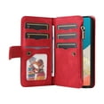 thumbnail image 2 of Multifunctional Case for Samsung A25 5G,[RFID Blocking] 9 Credit Cards Holder with Wrist Strap, Premium PU Leather Zipper Wallet Purse Magnetic Flip Phone Cover for Samsung Galaxy A25 5G, Red, 2 of 12