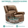 thumbnail image 5 of MEETWARM Massage Swivel Rocker Recliner with Heat and Vibration, Manual Glider Rocking Recliner Chair, 360Swivel Lounge Reclining Chair with Remote Control/USB Ports for Living Room(Brown), 5 of 7