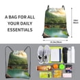 thumbnail image 2 of Vsdgher Lake Forest Dinosaur Drawstring Backpack Water Resistant String Bag Sports Sackpack Gym Sack for Men Women, 2 of 6