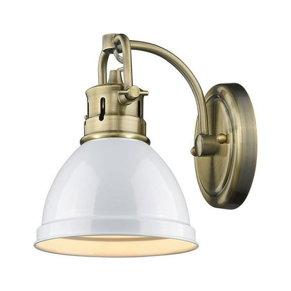 1 Light Vanity Light in Classic Style 8.5 inches High By 6.5 inches Wide-Aged Brass Finish-White Shade Color Bailey Street Home 170-Bel-4159491