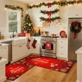 thumbnail image 3 of Christmas Kitchen Mats Set of 2, Xmas Kitchen Rugs, Red & Gold Snowflake, Merry Christmas and Happy New Year Design, Non - Slip Floor Mats for Kitchen, Entryway, Holiday Decor 17x30 + 17x47 Inch, 3 of 7