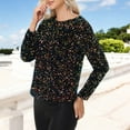 thumbnail image 2 of Women's Long Sleeve Sequin Top Round Neck Sparkle Blouse- Small, Multicolor, 2 of 7