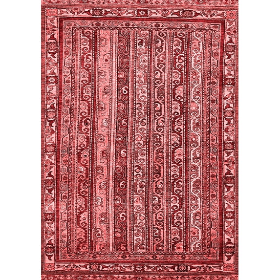 Ahgly Company Indoor Rectangle Abstract Red Modern Area Rugs, 5' x 8'