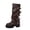 Brown, variant on Boots for Women Multi-Buckle Slouchy Mid Calf Platform Boots, Faux Leather Ruched Lug Sole Chunky Heel Walking Shoes, Round Toe Fashion Fall Winter Boots