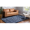 thumbnail image 2 of Unique Loom Rabat Shag Collection Modern Tribal Moroccan Inspired Plush & Soft Nomad Design Area Rug, 5 ft x 8 ft, Navy Blue/Ivory, 2 of 2