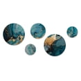 thumbnail image 2 of Designart "Mesmerizing Marble Abstraction Blue and Gold II" Abstract Marble Metal Wall Art Set of 5 Piece, 2 of 5