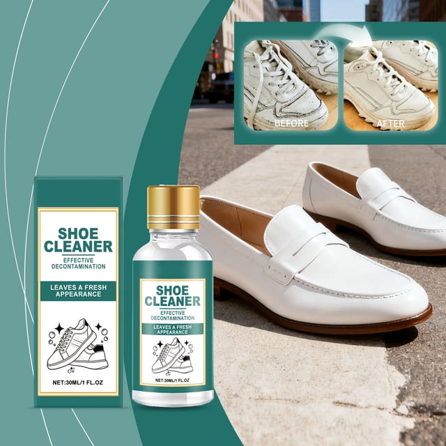 Limpiador doméstico 30 ml Limpiador y cuidado de calzado deportivo Abrillantador Descontaminante Agente ennegrecedor Limpiador portátil de zapatos blancos pequeños Detergente