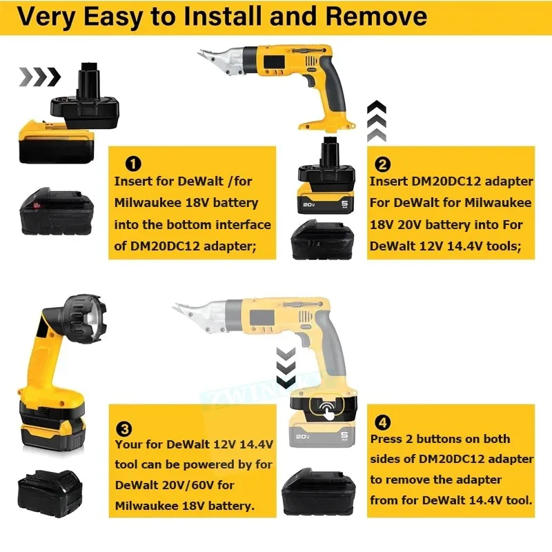 Lithium-ion Battery Adapter for De*walt for Mil*wau*kee 18V 20V Battery on for De*walt 12V/14.4V Ni-MH Power Tools Convert