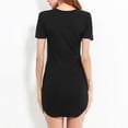 thumbnail image 2 of Lefu Couleur Unie Femmes Dames Sexy Col Rond à Manches Courtes Partie Slim Robe, 2 of 9