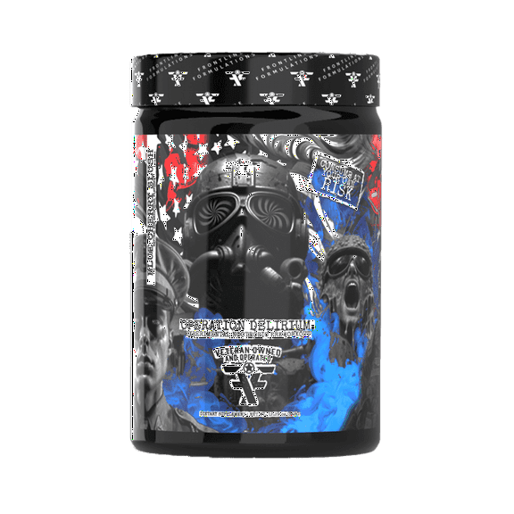 Frontline Formulations Operation Delirium Pre-Workout Powder, 6g L-Citrulline, 169mg Caffeine, Blue Cherry Slushie, 25 Servings