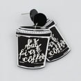 thumbnail image 2 of But First Coffee Latte Earring Earrings Dangles 3D Studs Black Goth Gothic Punk Y2K Barista Espresso Cup Mug Saucer Red Rose Cafe Art Honey Bee Bumble Leaf Foam, 2 of 7