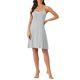 thumbnail image 1 of Noche de inspiración para mujeres, camisón sin mangas con ribete de satén, vestido de cami hasta la rodilla, talla XL, gris, 1 of 6