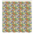 thumbnail image 3 of Spring Shower Curtain, Ornamental Bouquet of Poppies and Wildflowers Pattern on Blue Shades Background, Fabric Bathroom Set with Hooks, 69W X 84L Inches Extra Long, Multicolor, by Ambesonne, 3 of 3