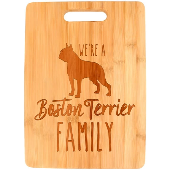 ThisWear Boston Terrier Dog Mom We're A Boston Terrier Family Dog Lover Big Rectangle Bamboo Cutting Board