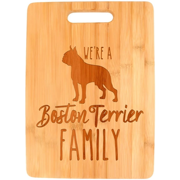 ThisWear Boston Terrier Dog Mom We're A Boston Terrier Family Dog Lover Big Rectangle Bamboo Cutting Board