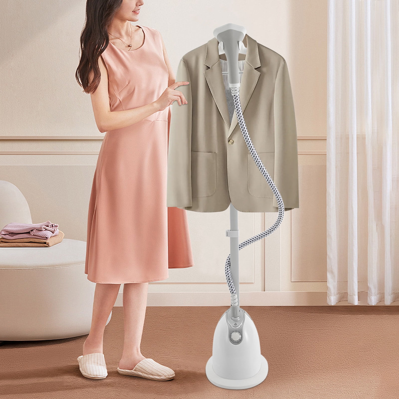 Standing Steamer for Clothes, Professional Garment Steamer with Ironing Board, Steaming Wrinkle Remover For Humid, Silk Noil, Silk, Cotton, Fiber