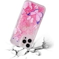 thumbnail image 6 of Compatible with iPhone 13 Pro?Glitter Butterfly Case?Glow in The Dark Women Girls Girly Bling Sparkle Flowing Quicksand Light up Case Soft TPU Bumper Luminous Clear Phone Cover, Pink, 6 of 12