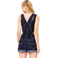 thumbnail image 4 of Revolt Women's Juniors Retro Nineties Denim Twill Short Overalls (Dark Denim, Large), 4 of 4