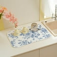 thumbnail image 5 of Blue Floral Dish Drying Mats 18x24 Inch Blue and White Chinoiserie Flower Drying Mats Seasonal Vintage Decorative Coffee Bar Mat Absorbent Fast Drying for Kitchen Dining Room Decor, 5 of 7