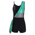 thumbnail image 2 of YONGHS Kids Girls Sequined Metallic Dance Leotard Ballet Gymnastic Bodysuits Dancewear Mint Green 10, 2 of 5