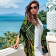 thumbnail image 6 of Tropical Plants Elegant Chiffon Silk Scarf - Lightweight Breathable Translucent Wrap Shawl for Women - 70.86x28.7in, 6 of 6