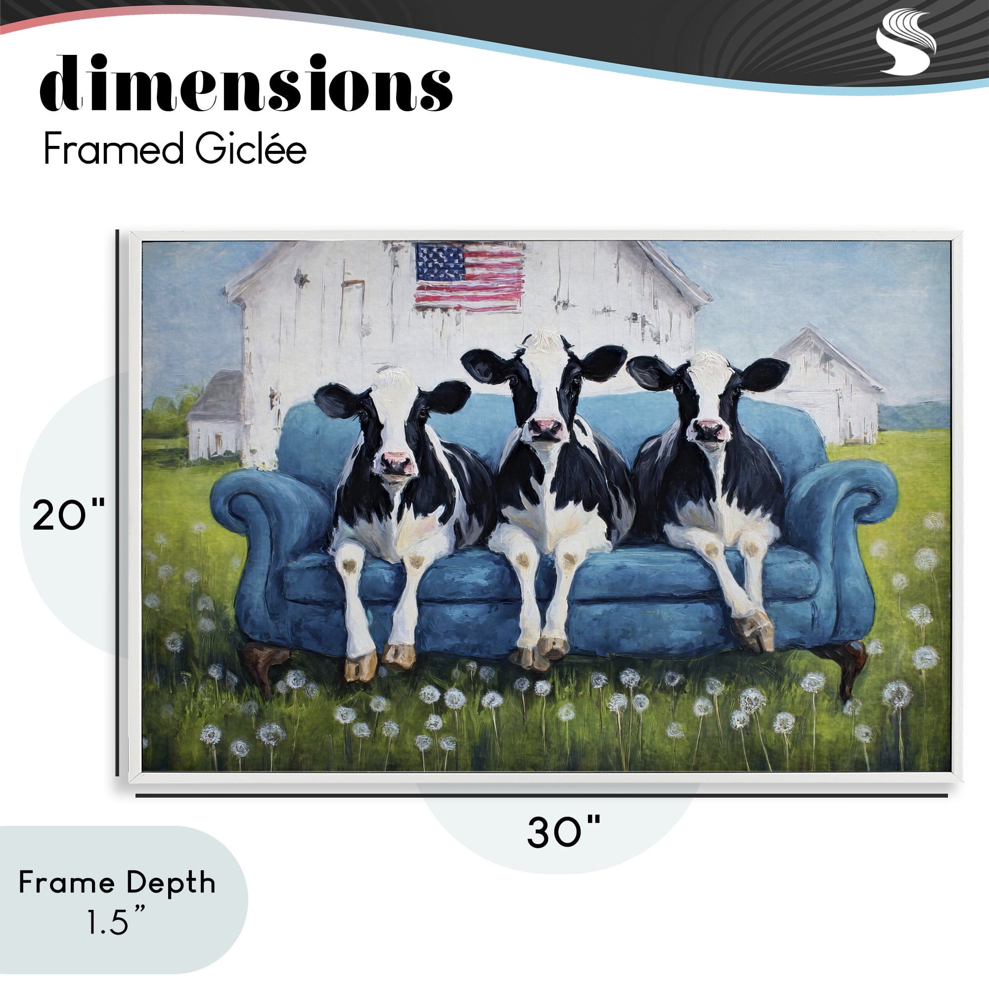 Stupell Industries Barnyard Sofa Sisters White Framed Giclee Art, design by Tina LeCour
