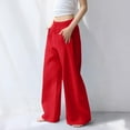 thumbnail image 6 of Stamzod Womens Wide Leg Sweatpants Solid Color Elastic Waist Baggy Pants with Pocket Casual Athletic Palazzo Pants for Women Red XL, 6 of 9