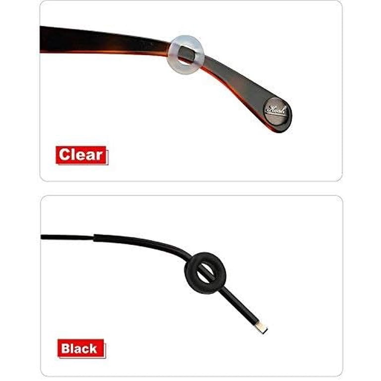 4 Pairs Eyeglass Temple Tip Sleeves – Non-Slip Silicone Ear Pads For Sunglasses, Reading & Sports Glasses (Black, Clear, Grey, Brown)