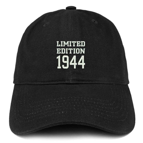Trendy Apparel Shop Limited Edition 1944 Embroidered Birthday Gift Brushed Cotton Cap - Black