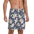thumbnail image 2 of Balery Lilies Flowers Pantalones cortos de pijama de punto de algodón para hombre con cinturilla y bolsillos-X-Large, 2 of 6