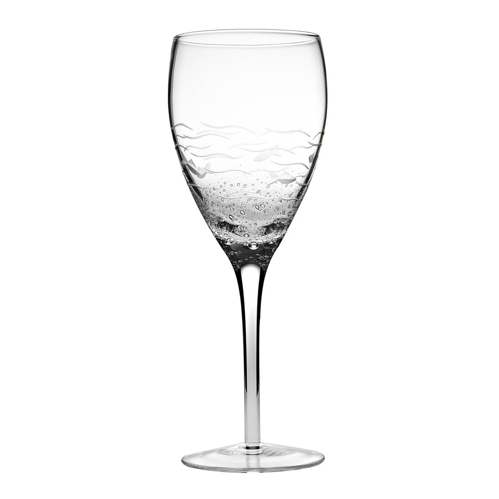 Ensemble de 6 Verres à Vin Poisson et Bulles Coupés