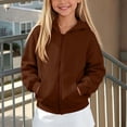 thumbnail image 3 of DJDLJWCJ Teen Girls Fleece Lined Hooded Jacket 5-14 Kids Girls Solid Color Warm Long Sleeve Winter Zip Up Hoodie Coffee Size 9, 3 of 10