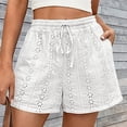 thumbnail image 2 of Women's Summer Casual Lace Elastic Waist Shorts Cute Eyelet Beach Vacation, 2 of 9