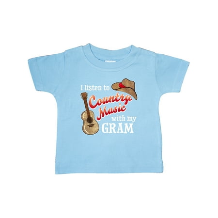 

Inktastic I Listen to Country Music with my Gram Guitar and Hat Gift Baby Boy or Baby Girl T-Shirt