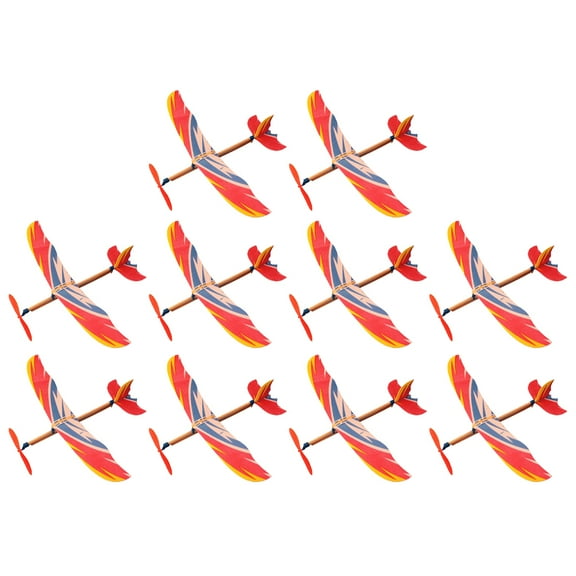 10Pcs Rubber Band Powered Airplane Model Biplane Toys for Kids (Random Style)