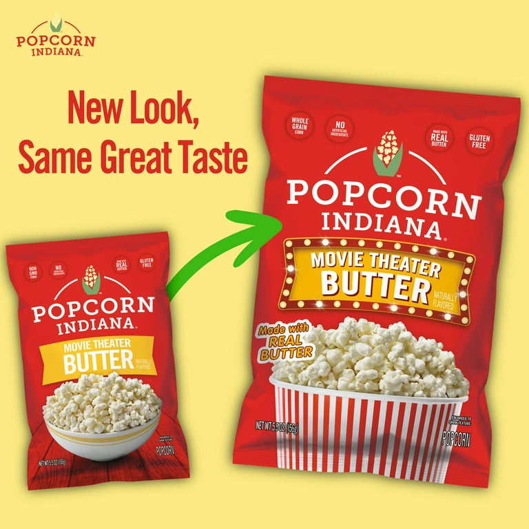 Popcorn, Indiana Pre-Popped Movie Theater Butter Popcorn, Oz