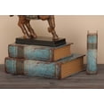 thumbnail image 3 of Decmode - Set of Three - 8, 11, and 13 Inch Modern Distressed Blue Wood and Leather Bookbox, 3 of 3
