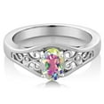 thumbnail image 2 of Gem Stone King Oval Mercury Mist Mystic Topaz 925 Sterling Silver Women's Ring 0.95 Ct (Size 5), 2 of 4