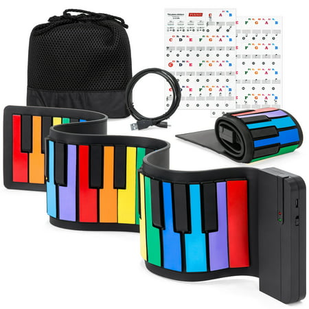 Best Choice Products Kids 49-Key Portable Flexible Roll-Up Piano Keyboard Toy w/ Learn-To-Play App Game, Bluetooth Pairing, Note Labels