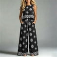 thumbnail image 4 of TEAJOPSUU Womens 2 Piece Boho Floral Sets Loose Sleeveless Crew Neck Tank Tops Wide Leg Drawstring Waist Pants with Pockets Macthing Outfits Black, 4 of 5