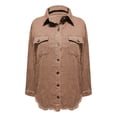 thumbnail image 3 of Clearance Sale! Rigardu Washed Denim Shirt Jacket Fashion Casual Hem Women's Jacket Brown M, 3 of 5