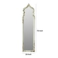 thumbnail image 5 of 73 Inch Floor Mirror with Ornate Sculpted Top, Fir Wood, Weathered White- Saltoro Sherpi, 5 of 5