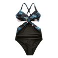 thumbnail image 6 of Cathalem Bathing Suit for Women Women's One Piece Swimsuits Tummy Control Front Cross Bathing Suits Tie Back Slimming V Neck Swimwear (Black,L), 6 of 6