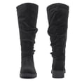 thumbnail image 3 of Love Steetly Women's Extra Wide Calf Knee High Boots, Slouchy Ruched Tall Boots, Harness Buckle Strap, Chunky Lug Sole Block Heel Side Zipper Boots., 3 of 8