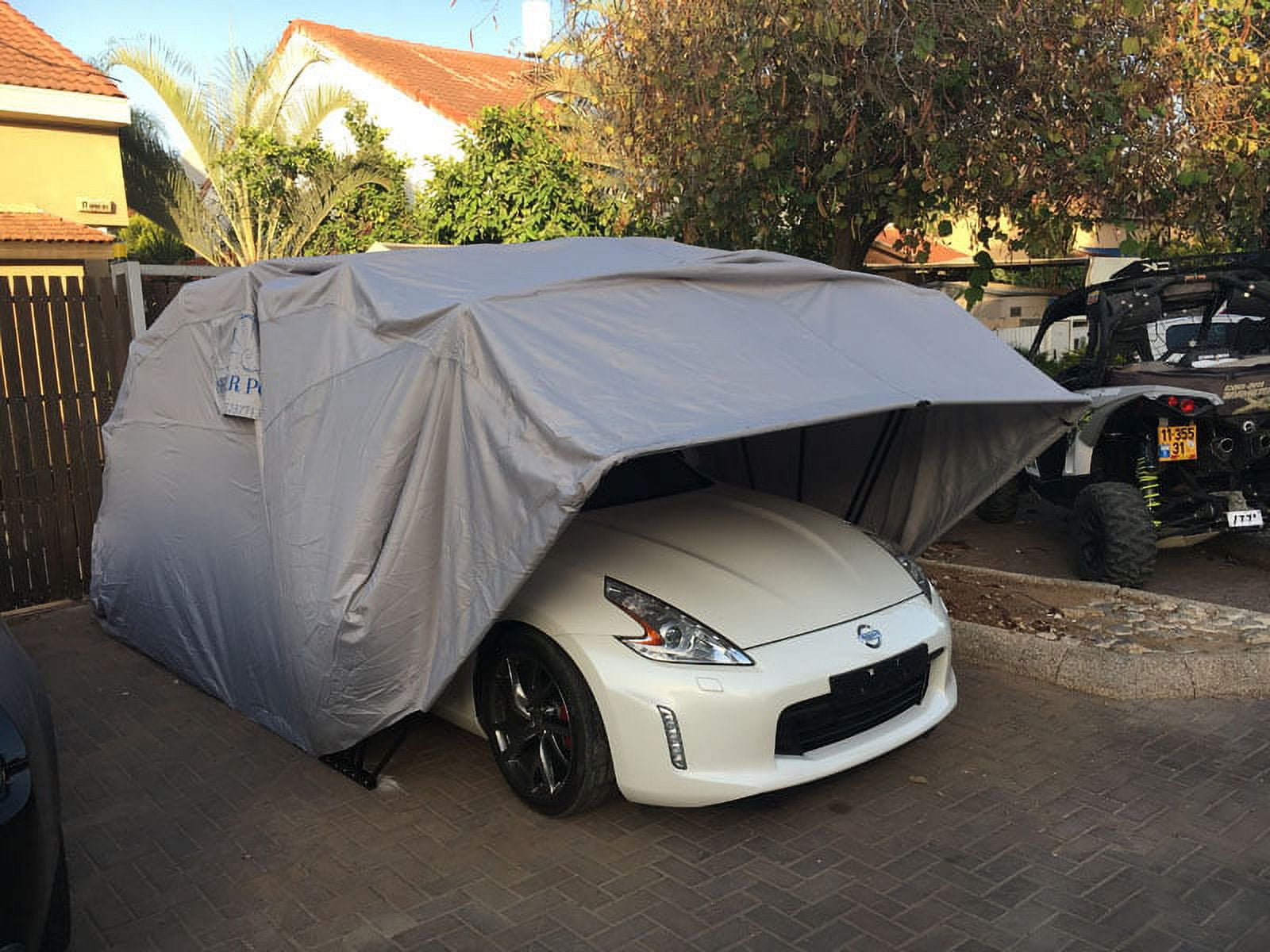 Ikuby Medium Carport, 102.3 x 228 x 81.5 in, Gray