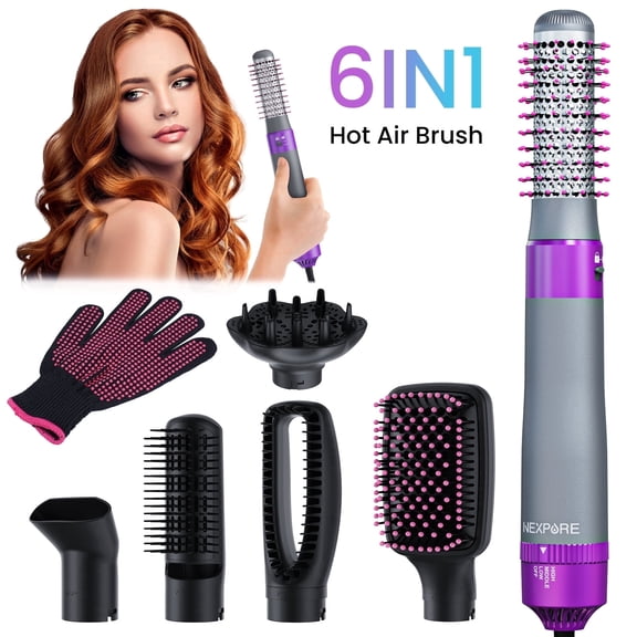 NEXPURE Hair Dryer Brush Set 6-in-1 Hot Air Brush, Blow Dryer Brush for Straightening, Curling & Volumizing, No Heat Damage Hair Styling Tool