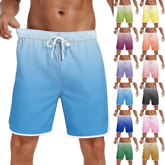WIZUTIZ Mens Swim Trunks with Compression Liner 2 in 1 Quick Dry Swimming Shorts Swimwear Bathing Suits with Pockets