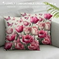 thumbnail image 3 of JEUXUS Spring Decorations Pink Tulip Spring Pillow Covers Butterfly Flowers Bicycle Throw Pillow Case Hello Market Farmhouse Cushion Cover for Home Sofa Couch, 3 of 5