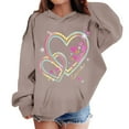 thumbnail image 2 of DHFJKG Girls Hoodies Kids Oversized Sweet Heart Graphic Print Long Sleeve Sweatshirt Soft Comfortable Hooded Pullover With Pocket Toddlers Casual Tops, 2 of 4