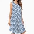 thumbnail image 2 of Blue And White Chinoiserie Flower Bird Spring Summer Dresses For Women Fashion Dress Casual Sleeveless Loose Sundress With Pockets, 2 of 4